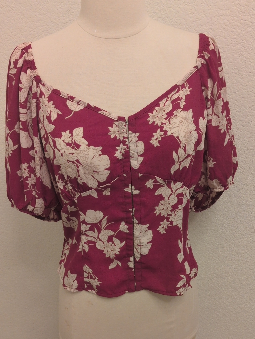 NWT Sienna Sky Fuchsia Magenta Floral Corset Blouse With Stretch XL Cottagecore